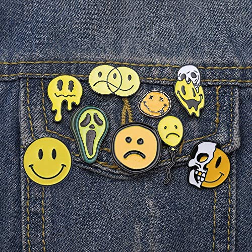 SHAOWU Expresión alfileres de Esmalte Triste Happy Smile Insignias Halloween Horror broches Chaquetas Camisa Bolso Pin de Solapa Joyería de Dibujos Animados Regalos style6