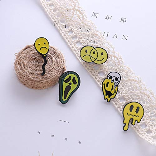 SHAOWU Expresión alfileres de Esmalte Triste Happy Smile Insignias Halloween Horror broches Chaquetas Camisa Bolso Pin de Solapa Joyería de Dibujos Animados Regalos style6