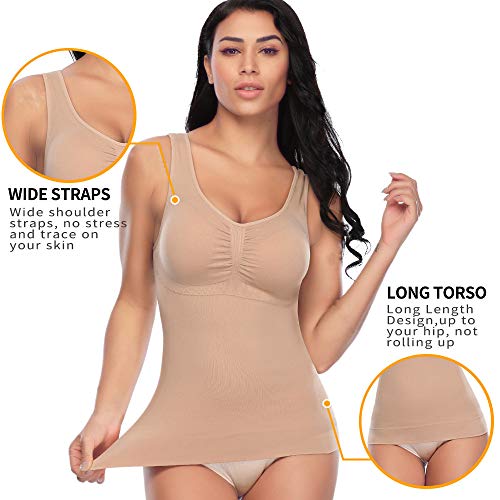 SHAPERIN Faja Reductora de Camisetas para Mujeres con Sujetador Incorporado y Control de Abdomen Faja Reductora de Camisola con depósito
