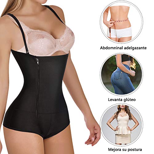 shapewear body mujer fajas reductoras adelgazantes bodies moldeadores mujer body reductor para vestido waist trainer latex body shaper slimming ropa interior lencería moldeadora (Negro, XX-Large)