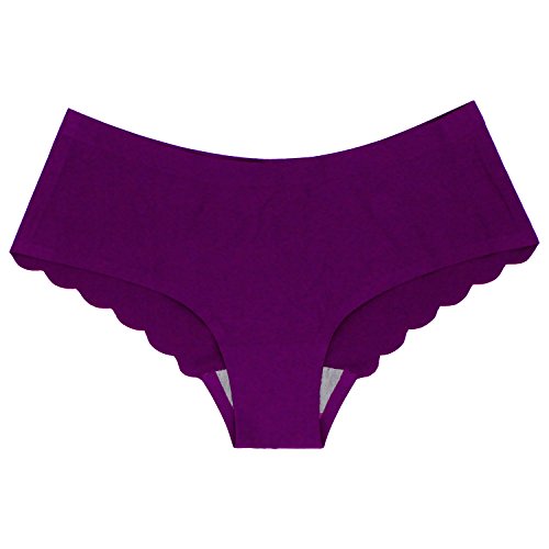 SHEKINI Bragas Invisibles sin Costuras Estilo Bikini de Cintura Baja de Ribete Festoneado de Color Puro para Mujer Pack de 4/6 