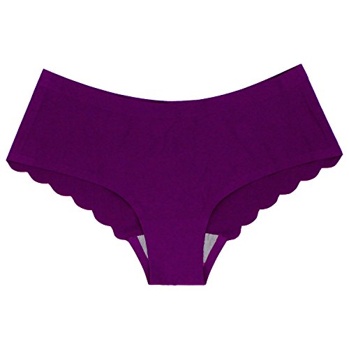 SHEKINI Bragas Invisibles sin Costuras Estilo Bikini de Cintura Baja de Ribete Festoneado de Color Puro para Mujer Pack DE 4/6 (Large, C)