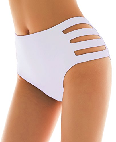 SHEKINI Mujer Negro Braguita Pantalones de Cintura Alta Bikini Braga Ropa Interior Natación Talla Grande S-XXXXL (Blanco, Medium)