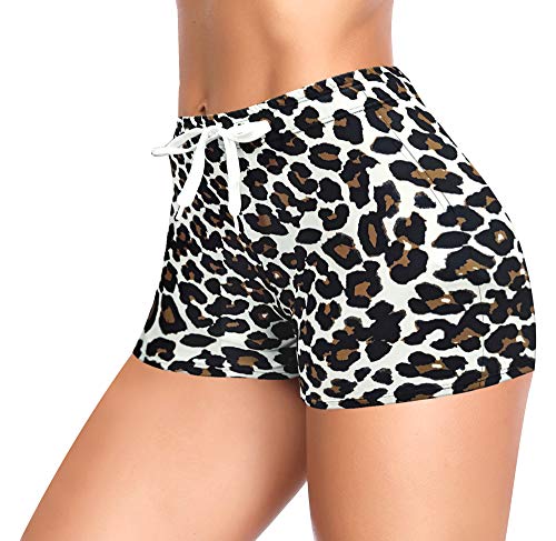 SHEKINI Mujer Pantalones Cortos de Playa para Mujer Dibujar Pantalones Cortos de Cuerda Bañadores Impresos (L, Negro)