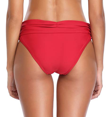 SHEKINI Traje de Baño 2018 Sexy Push Up Brasileño Sexy Acolchado de Dos Piezs Bikini Conjuto de Alta Cintura Bikini Inferior Traje de Baño de Acero Apoyo (XL, Bañador Rojo)
