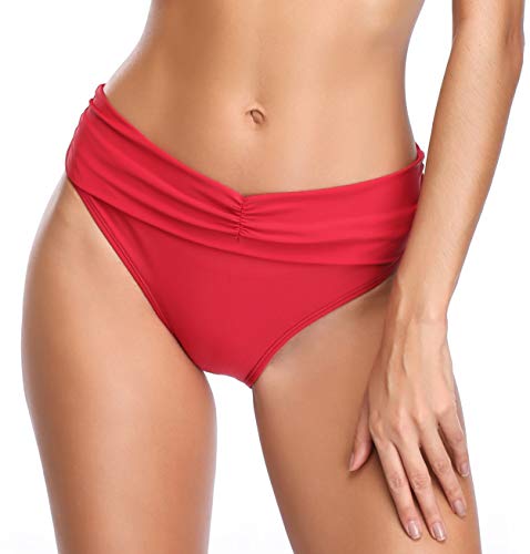 SHEKINI Traje de Baño 2018 Sexy Push Up Brasileño Sexy Acolchado de Dos Piezs Bikini Conjuto de Alta Cintura Bikini Inferior Traje de Baño de Acero Apoyo (XL, Bañador Rojo)