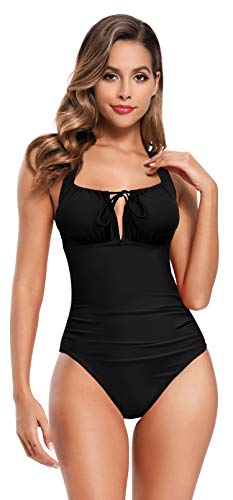 SHEKINI Traje De Baño De Una Pieza con Cordón para Mujer Monokini Sin Espalda Traje De Baño De Talla Grande Traje De Baño De Cintura Alta