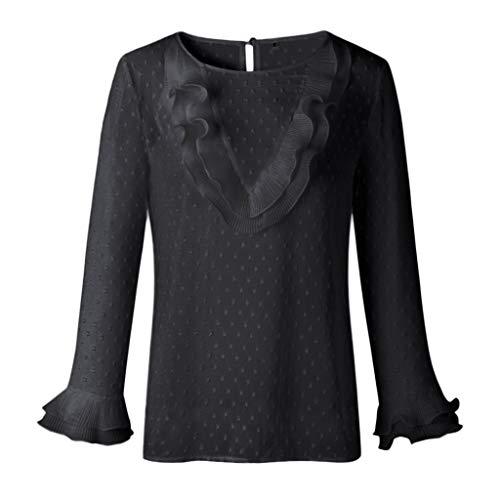 SHOBDW Camiseta sin Mangas con Cuello en V Floja para Mujer Camiseta Tops con Capucha Camiseta de Manga Larga otoñal del Invierno(Negro,XL)