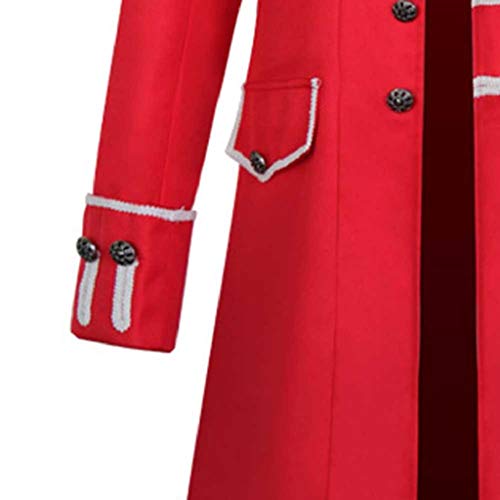 SHOBDW Hombres Cardigans Talla Grande Invierno Cálido Sólido Stand Collar Vintage Tailcoat Chaqueta Rompevientos Abrigo Outwear Botones Retro Abrigos Largos Trajes y Blazers(C-Rojo,S)