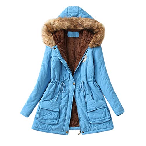 SHOBDW Invierno Mujeres Moda Informal más Gruesa Slim sólido Abajo Chaqueta Abrigo (Cielo Azul, S)