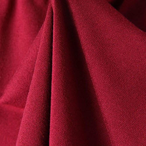 SHOBDW Las Mujeres de Moda señora de la Cintura elástica Verano sólido hasta la Rodilla cómodos Pantalones Cortos Deportivos Pantalones Casuales de Playa (M, Vino Rojo)