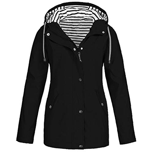 SHOBDW Liquidación Venta Abrigos Mujer Invierno Largos 2019 Moda Informal Outdoor Abrigo Parka Capucha Impermeable Rompevientos Mujer Cremallera Bolsillo Chaqueta Mujer Talla Grande(Negro,L)
