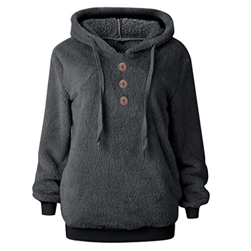 SHOBDW Liquidación Venta Mujer Sudadera con Capucha Suelta Tallas Grandes Jersey de Mujer Jersey otoño Invierno Manga Larga Remata Abrigo cálido (L, T-Gris)