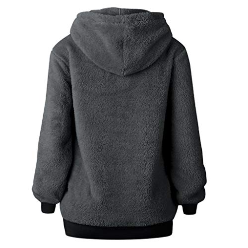 SHOBDW Liquidación Venta Mujer Sudadera con Capucha Suelta Tallas Grandes Jersey de Mujer Jersey otoño Invierno Manga Larga Remata Abrigo cálido (L, T-Gris)