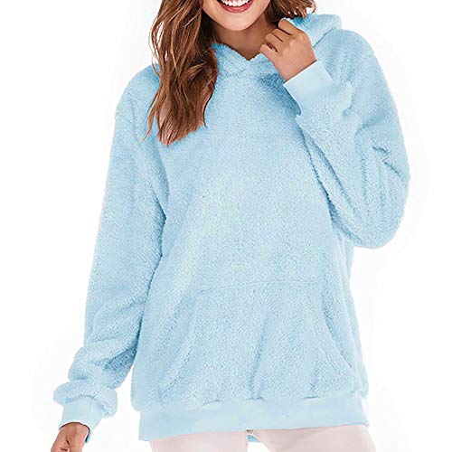 SHOBDW Liquidación Venta Mujer Sudadera con Capucha Suelta Tallas Grandes Jersey de Mujer Jersey otoño Invierno Manga Larga Remata Abrigo cálido (S, Azul Claro)