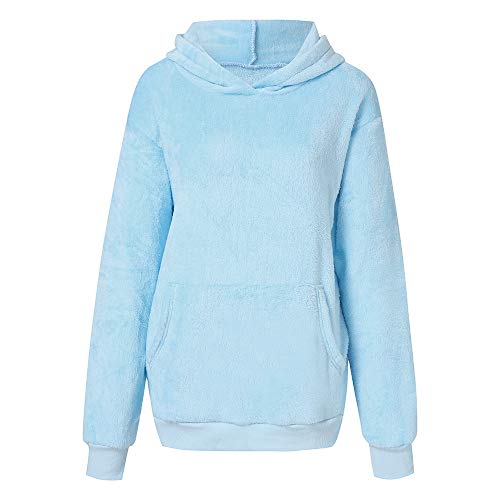 SHOBDW Liquidación Venta Mujer Sudadera con Capucha Suelta Tallas Grandes Jersey de Mujer Jersey otoño Invierno Manga Larga Remata Abrigo cálido (S, Azul Claro)