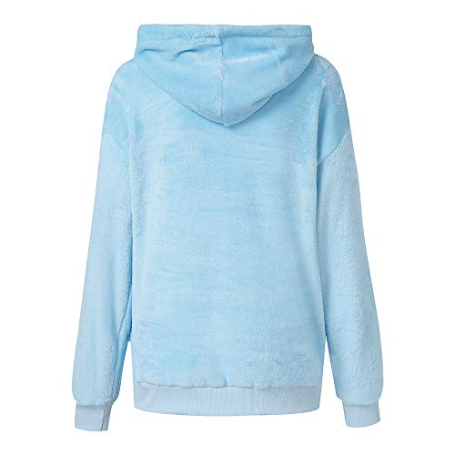 SHOBDW Liquidación Venta Mujer Sudadera con Capucha Suelta Tallas Grandes Jersey de Mujer Jersey otoño Invierno Manga Larga Remata Abrigo cálido (S, Azul Claro)