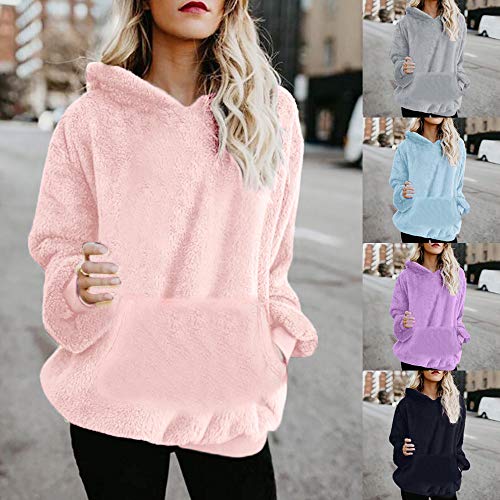 SHOBDW Liquidación Venta Mujer Sudadera con Capucha Suelta Tallas Grandes Jersey de Mujer Jersey otoño Invierno Manga Larga Remata Abrigo cálido (S, Azul Claro)