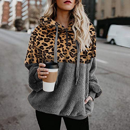 SHOBDW Liquidación Venta Mujer Sudadera con Capucha Suelta Tallas Grandes Jersey de Mujer Jersey otoño Invierno Manga Larga Remata Abrigo cálido (x-Large, R-Gris)