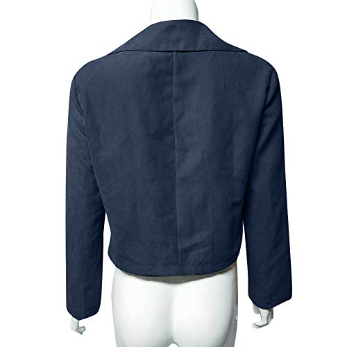 SHOBDW LiquidacióN Ventas Mujeres SeñOras Retro SóLido Remache Cremallera Chaqueta De Bombardero Fresco Ocasional De Manga Larga OtoñO Abrigo De Invierno Outwear (XXL, Azul)