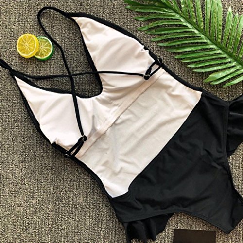 SHOBDW Mujer Sexy de una Sola Pieza Volantes Bikini Traje de baño Rellenado de bañador (Negro, M)