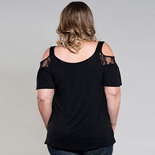 SHOBDW Mujeres Camisetas de Talla Grande Sueltan la Camisa Atractiva Ocasional del cordón de Las Tapas de la Blusa de Las Tapas de la Manga Suelto (2XL)