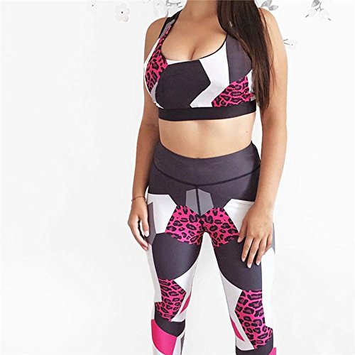 SHOBDW Mujeres Deportes Yoga Estampado de Leopardo Colorido Entrenamiento Gimnasio Fitness Push Up Leggings Mallas de Correr Medias de Cintura Alta Mono Pantalones Deportivos(Rojo,XL)