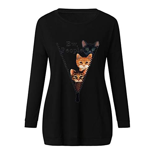 SHOBDW Mujeres Sueltas de Manga Larga de Patchwork sólida Camiseta Inferior Blusa Tops (Amarillo, M)