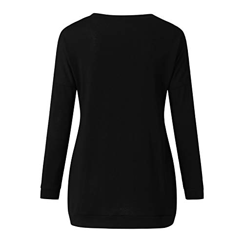 SHOBDW Mujeres Sueltas de Manga Larga de Patchwork sólida Camiseta Inferior Blusa Tops (Amarillo, M)