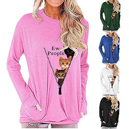 SHOBDW Mujeres Sueltas de Manga Larga de Patchwork sólida Camiseta Inferior Blusa Tops (Amarillo, M)