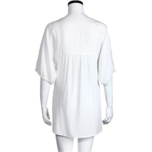 SHOBDW Vestido de Mujer Blusa Hippie Pessant de etnia Mexicana Bordada Gitana Mini Vestido (Blanco, S)