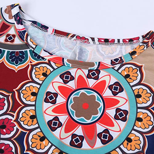 SHOBDW Vestido de Mujer Cóctel de Las Mujeres de Boho del Partido de Noche Largo del Vestido del Verano de la Playa Vestido V-Cuello de Tirantes (M, Marrón)