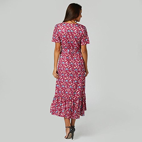 SHOBDW Vestido de Mujer Retor Trompeta Sirena Noche Vestido de Fiesta de Playa Vestido de Vestir (Rojo, XL)