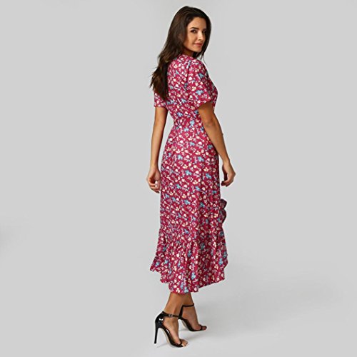 SHOBDW Vestido de Mujer Retor Trompeta Sirena Noche Vestido de Fiesta de Playa Vestido de Vestir (Rojo, XL)