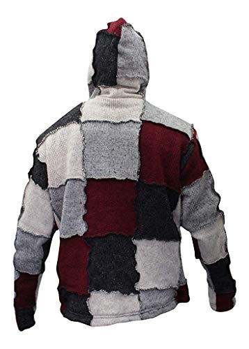 SHOPOHOLIC FASHION Hombre Invierno Parche Lana Hippie Chaqueta - Multicolor, Small