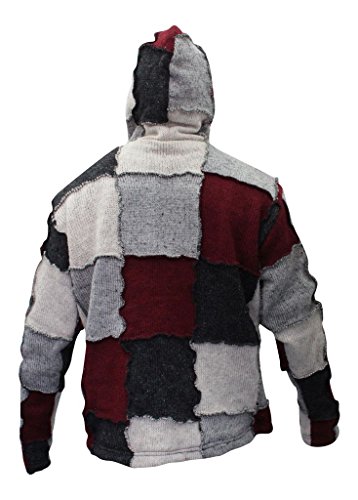 SHOPOHOLIC FASHION Hombre Invierno Parche Lana Hippie Chaqueta - Multicolor, Small