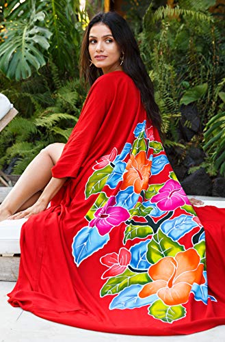 SHU-SHI - Kimono para mujer - Ideal para la playa - Estampado floral - Talla única - Negro