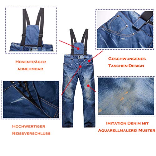 SHUIBIAN Pantalones de esquí y Snowboard Hombre, Impermeable, Resistente al Viento, Transpirable y cálido