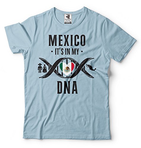 Silk Road Tees México Camiseta de los Hombres de México Patriota Herencia México Día Camiseta Small Azul Claro