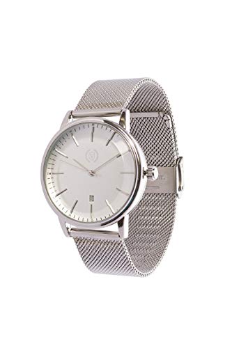 Silver Steel (Reloj analógico para Hombre, Cuarzo, Correa Malla de Acero, Acero Inoxidable, Función Calendario) Watch Business Elegantes, Tendencia, Casual Relojes de Pulsera Regalo