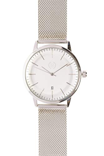 Silver Steel (Reloj analógico para Hombre, Cuarzo, Correa Malla de Acero, Acero Inoxidable, Función Calendario) Watch Business Elegantes, Tendencia, Casual Relojes de Pulsera Regalo