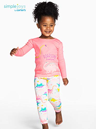 Simple Joys by Carter's - Pijamas enteros - Juego de pijama de algodón de ajuste cómodo de 6 piezas. - para bebé niña multicolor Dinosaurio, arco iris, unicornio. 2 Years