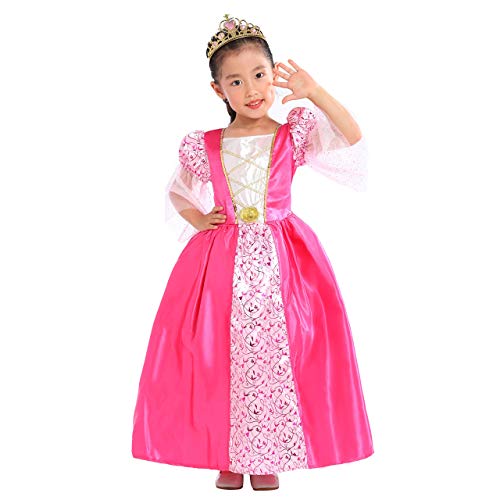 Sincere Party Vestido de Princesa Medieval con Tiara para niñas, Color Rosa 3-4 años