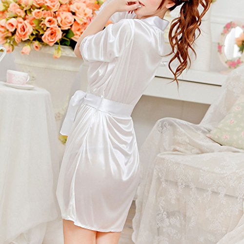 siwetg Albornoz corto estilo kimono con cuello en V para mujer, bata lisa