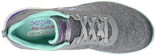 Skechers Flex Appeal 3.0, Zapatillas Mujer, Gris (Gray Mesh/Purple & Green Trim Gymt), 40 EU