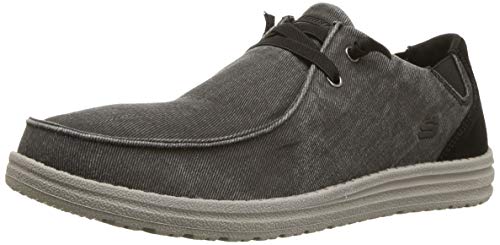 Skechers Melson Raymon, Zapatillas Hombre, Negro (Black Canvas Black), 42 EU