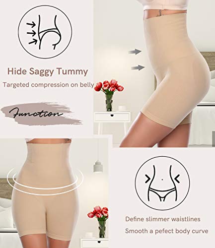 SLIMBELLE Pantalones Moldeadores Nalgas para Mujer Talla Grande Braguita Moldeadora Cintura Alta Braga Faja Reductora Ropa Interior Postparto Barriga Adelgazante Abdomen Shapewear-Beige-S
