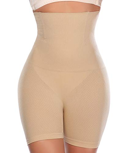 SLIMBELLE Pantalones Moldeadores Nalgas para Mujer Talla Grande Braguita Moldeadora Cintura Alta Braga Faja Reductora Ropa Interior Postparto Barriga Adelgazante Abdomen Shapewear-Beige-S