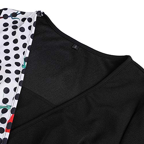 SLYZ 2021 Vestido De Mujer De Temperamento Retro Grande con Cuello En V Y Manga Corta con Cuello En V De Verano para Mujer