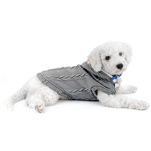 SMALLLEE_LUCKY_STORE Chaqueta de suéter para Perros Chaqueta de Clima frío Chaqueta para Perros con Capucha Chihuahua Ropa de Invierno para Perros pequeños Ropa de Abrigo Gris XL